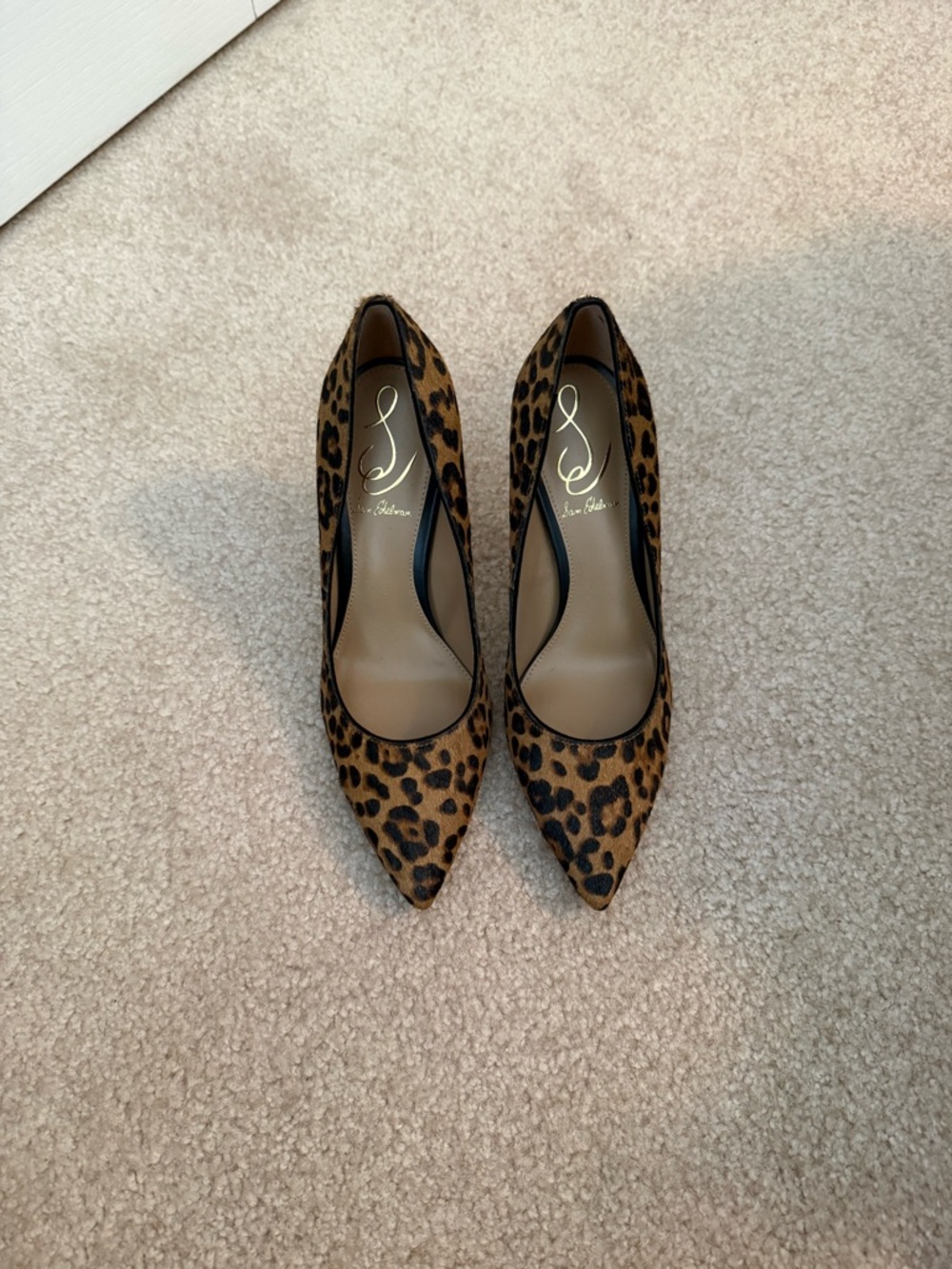 NWOB Sam Edelman Leopard Print Pointed Toe Stilettos - Brown/Black - Picture 7 of 9
